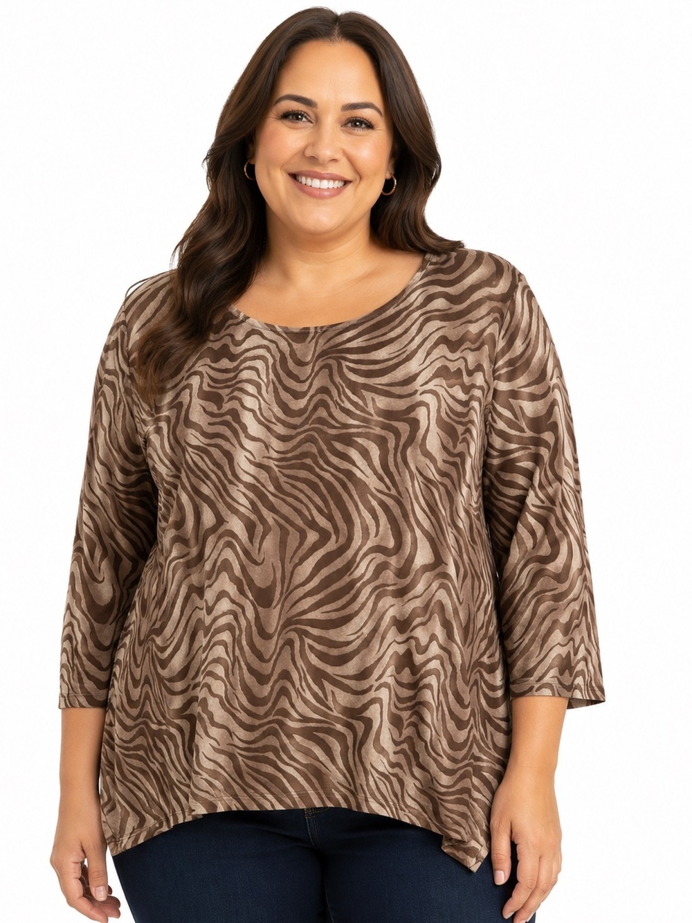 Traveler’s Chico’s Animal Print 3/4 Sleeve Tunic Top Non Wrinkle Stretch Sz 3 XL